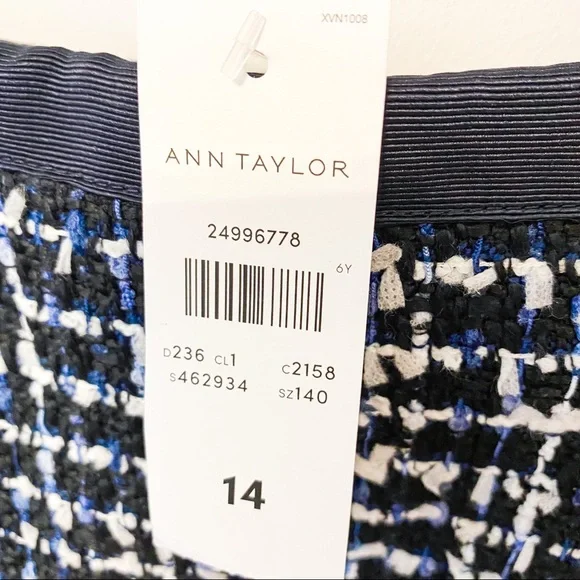 Ann Taylor Tweed A-Line Skirt in Blue & White US14 Cold Weather Skirt - Picture 5 of 5